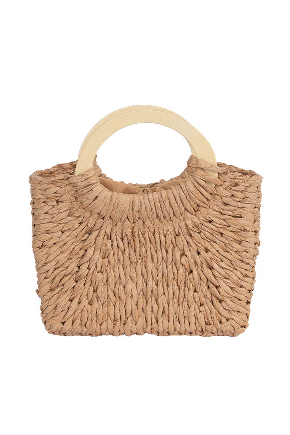 Camel Retro Straw Woven Tote Bag