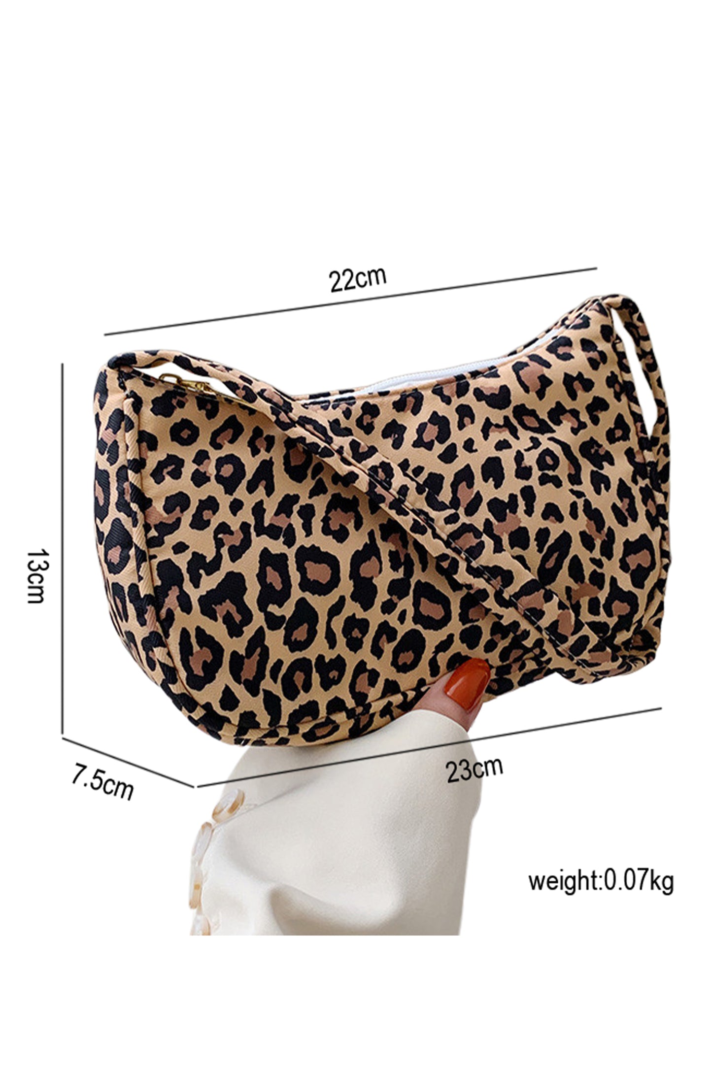 Coffee Leopard Printed Minimalist Shoulder Bag