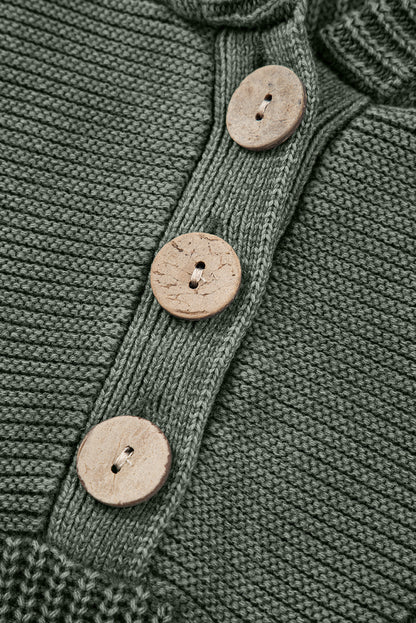 Mist Green Mineral Wash Ribbed Knit Drawstring Hooded Sweater