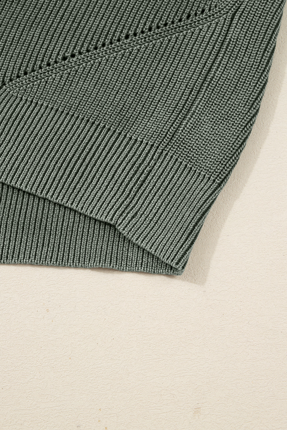 Mist Green Mineral Wash Ribbed Knit Drawstring Hooded Sweater