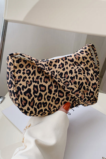 Coffee Leopard Printed Minimalist Shoulder Bag