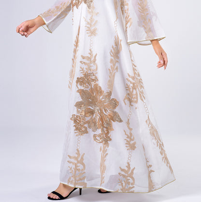 Arabian Pearl Sequin Embroidered Middle East Dubai  Luxury Dress