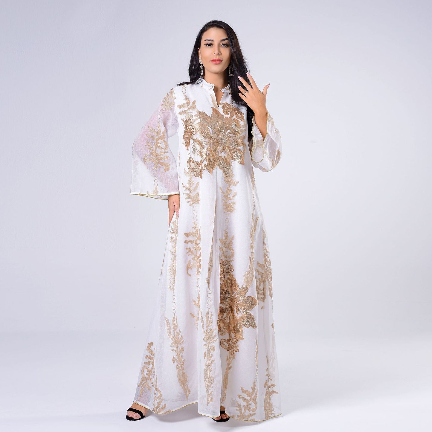 Arabian Pearl Sequin Embroidered Middle East Dubai  Luxury Dress