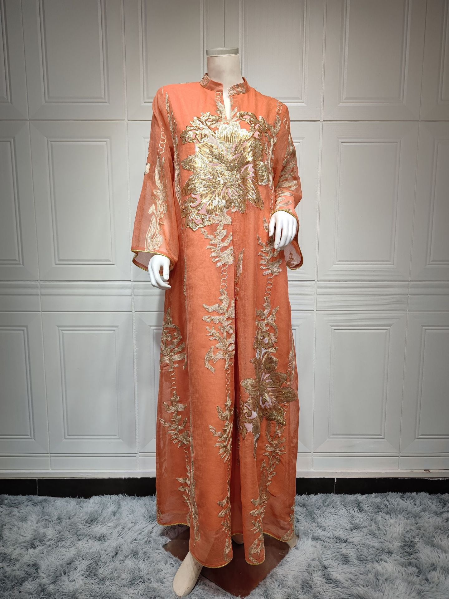 Arabian Pearl Sequin Embroidered Middle East Dubai  Luxury Dress