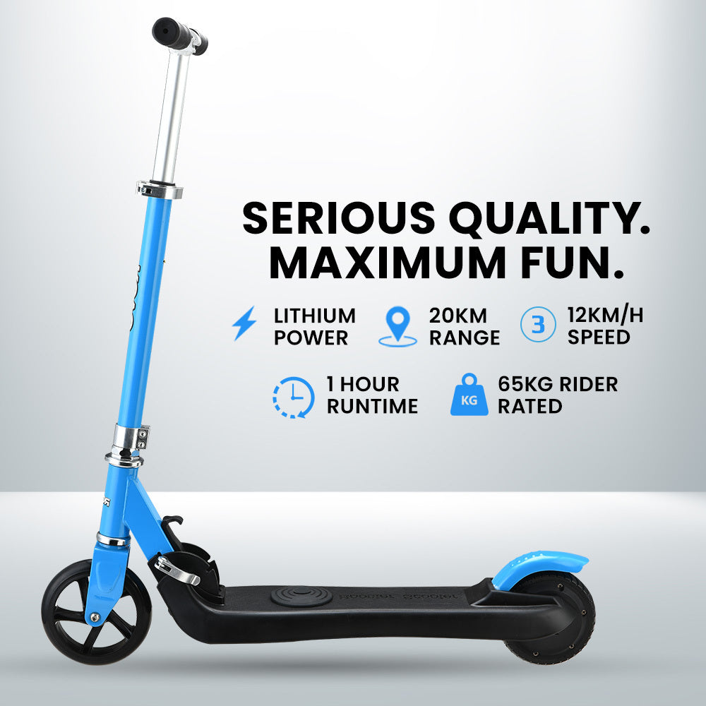 NNEDSZ KIDS Electric Scooter Lithium Ride-On Foldable E-Scooter 125W Rechargeable, Blue