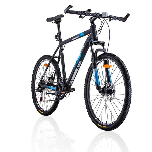 NNEDSZ Trinx MTB Mens Mountain Bike 26 inch Shimano Gear 21-Speed [Colour: Matt Black White/Blue] [Size Of Frame: 21 inches]